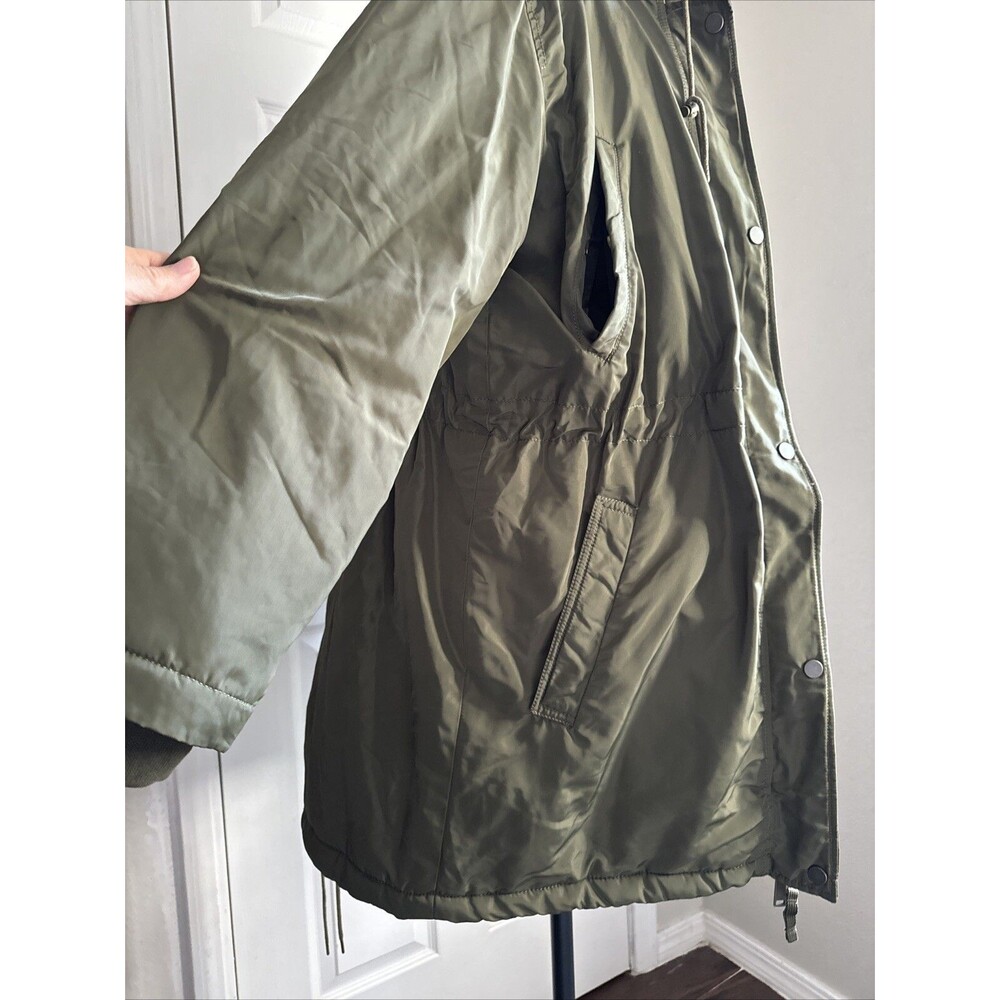 Gap Big Puff Jacket Women Sz Green Long Sleeve Zipper Pockets Fluffy - Picture 14 of 16